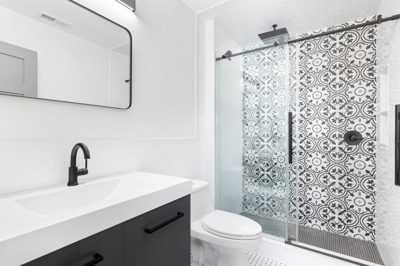Minimalist Shower with Monochrome Tiles