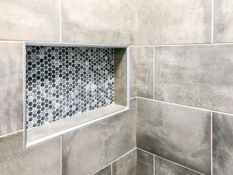 Corner Shower with Built-in Niche